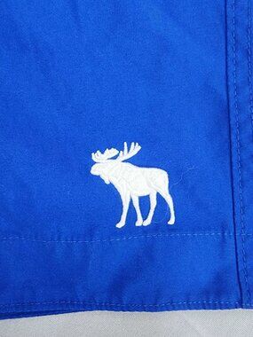 Abercrombie & Fitch Men's Board Shorts Size L Blue Lace Up Swim Trunks Logo